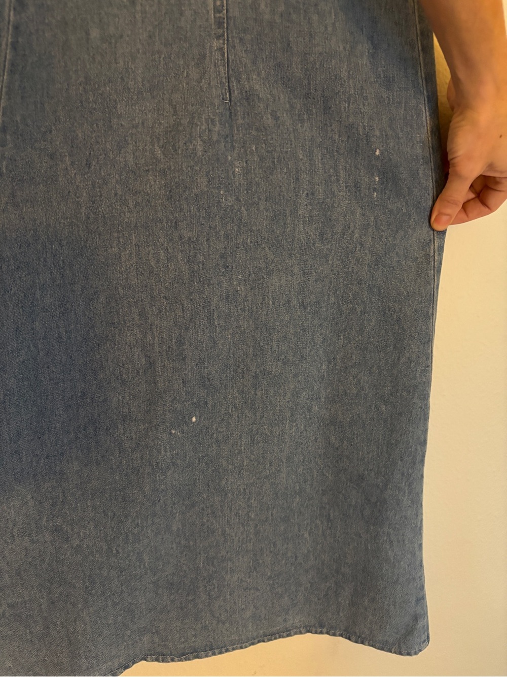 Vintage 90s Denim Midi Dress Embroidered Western Prairie Jean Cowgirl Size 4-6 - Picture 9 of 16